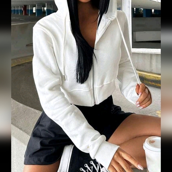 Women Solid Color Casual Hooded Sweatshirt,Long Sleeve Tops - Picture 4 of 4